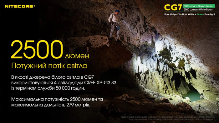 Фонарь Nitecore CG7 (4xCree XP-G3, 2500 люмен, 4xCREE XPE, 540 люмен)  