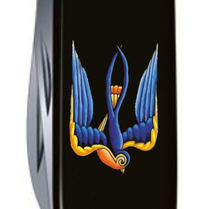 Нож Huntsman Ukraine 91мм/15функ/черный /Тризуб-Ласточка  