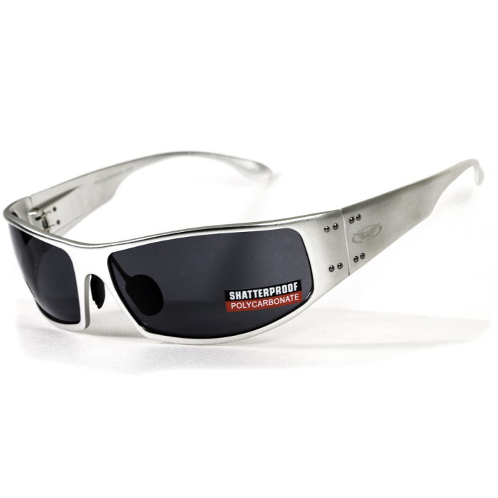 Очки Global Vision BAD-ASS 2 Silver (gray) черные в металлической оправе  