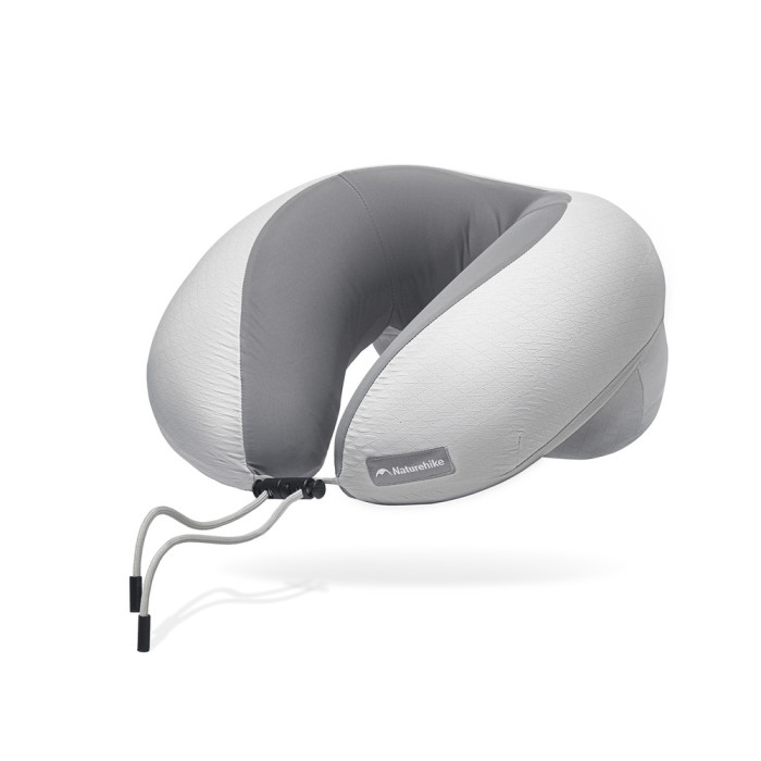 Подушка надувная для шеи Naturehike CNK2550WS040, серая с чехлом для надувания  