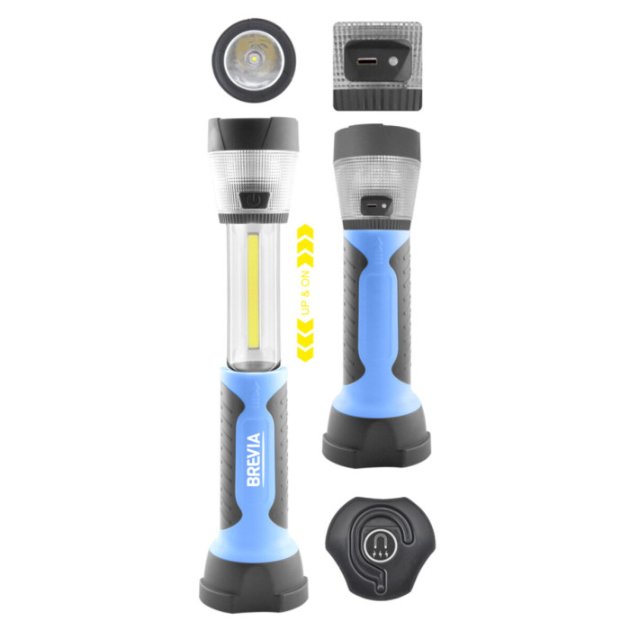 Фонарь инспекционный телескопический Brevia LED 3W COB+1W LED+8LED кемпинг 300lm 2000mAh  