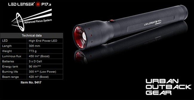 Тактический фонарь Led Lenser P17.2, 450 лм (коробка)  