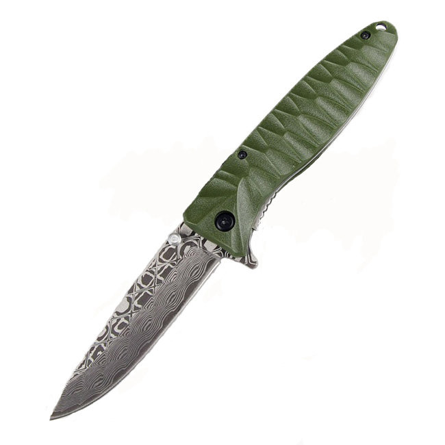 Нож Ganzo G620, клинок с травлением, зеленый  