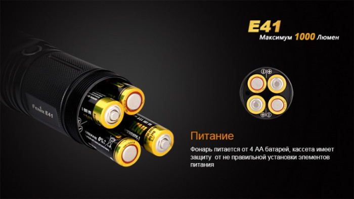Карманный фонарь Fenix E41 XM-L2, 1000 люмен  