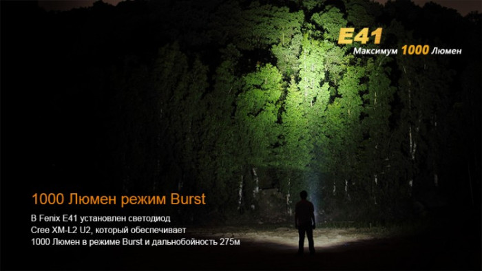Карманный фонарь Fenix E41 XM-L2, 1000 люмен  