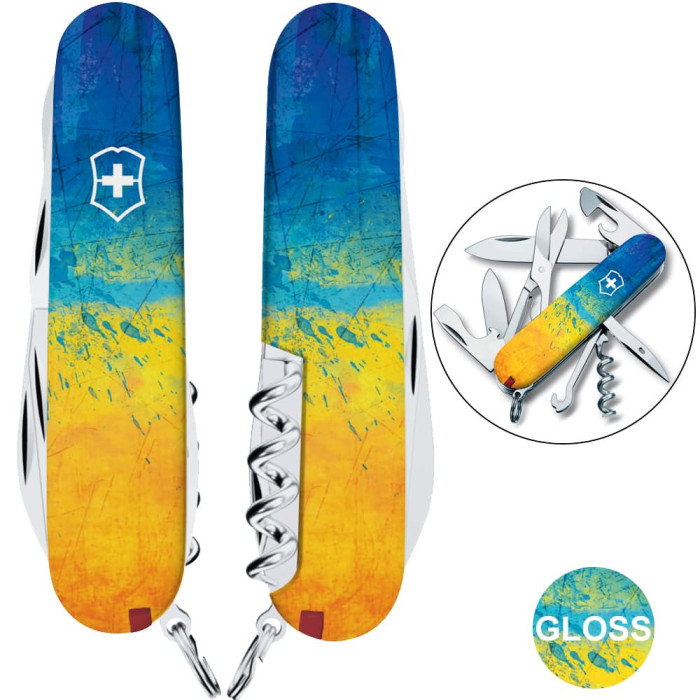 Складной нож Victorinox CLIMBER UKRAINE Желто-синий рисунок  