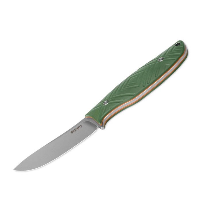 Нож с чехлом туристический SRM Fossa 605T-GP, (8.8 см) 14C28N / G10 зеленый  