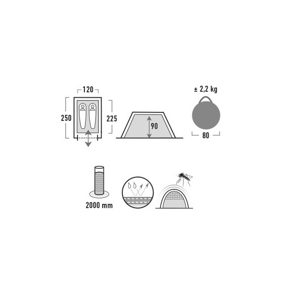 Палатка High Peak Boston 2 (Aluminium/Dark Grey)  