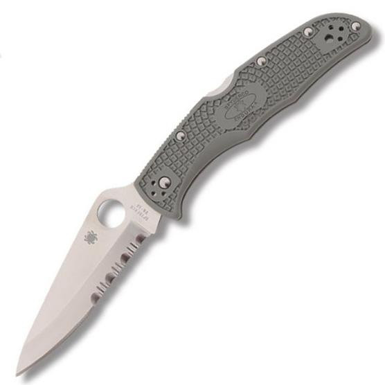 Нож Spyderco Endura 4, полусеррейтор, серо-зелёный (C10PSFG) 