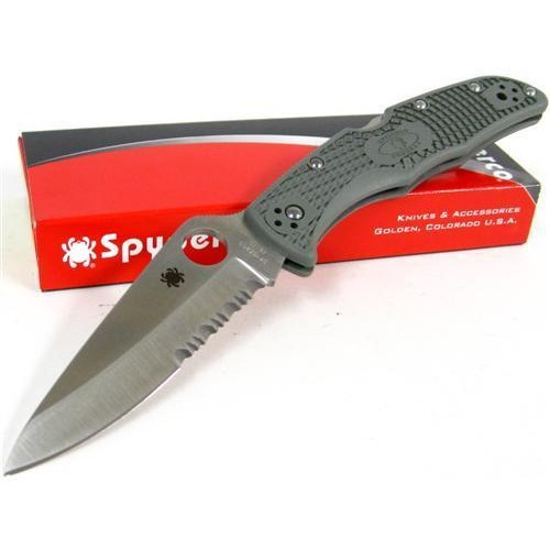 Нож Spyderco Endura 4, полусеррейтор, серо-зелёный (C10PSFG)  