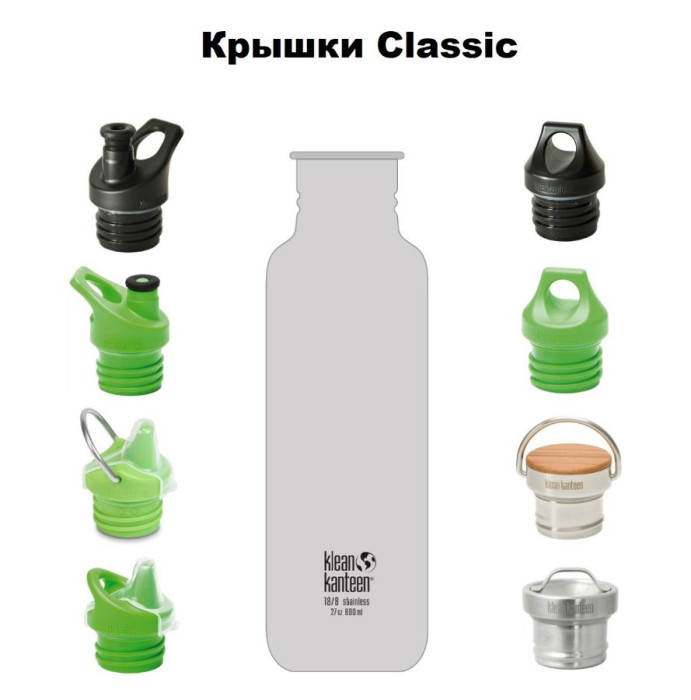 Бутылка для воды Klean Kanteen Classic Loop Cap 1182 мл - серебряная  