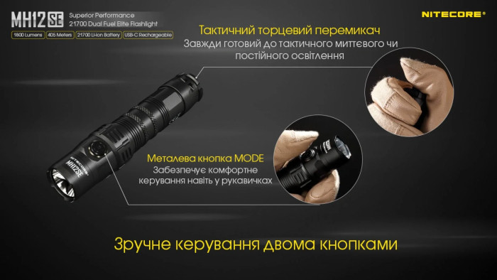 Фонарь Nitecore MH12SE (SFT-40-W LED, 1800 люмен)  