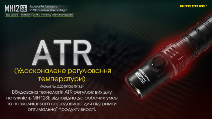 Фонарь Nitecore MH12SE (SFT-40-W LED, 1800 люмен)  