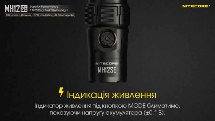 Фонарь Nitecore MH12SE (SFT-40-W LED, 1800 люмен)  