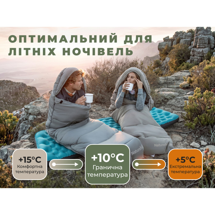 Спальный мешок с капюшоном Naturehike MS100 CNK2350WS023 левый, серый  