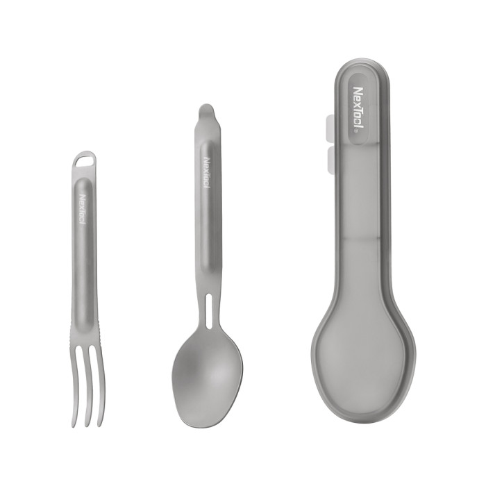 Туристический набор ложка-вилка NexTool Titanium Tableware Set, титан  