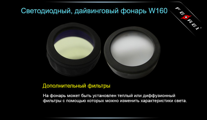 Подводный фонарь фонарь Ferei W160 U2, 1000 лм.  