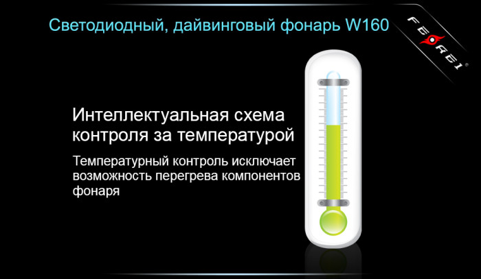 Подводный фонарь фонарь Ferei W160 U2, 1000 лм.  