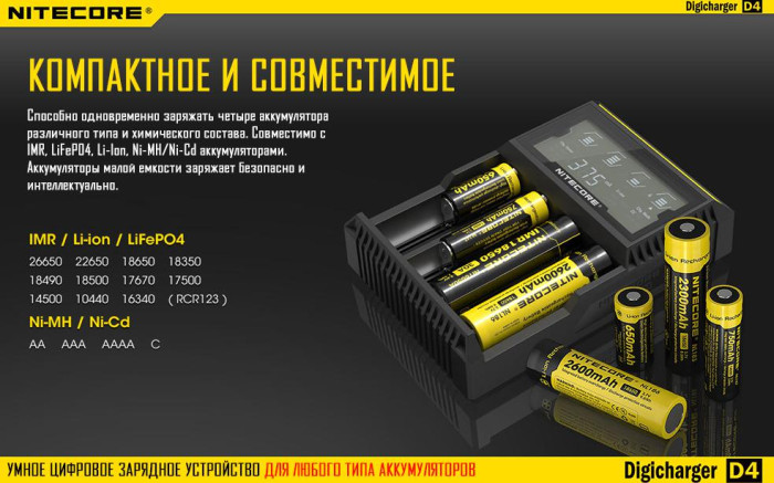 Зарядное устройство Nitecore Digicharger D4 (4 канала)  