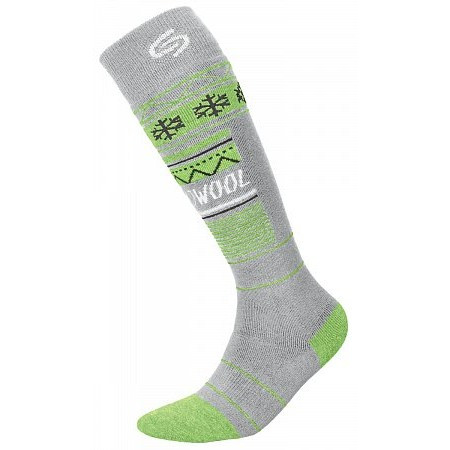 Термоноски InMove Ski Deodorant Thermowool Светло-серый с зеленым, 38-40  