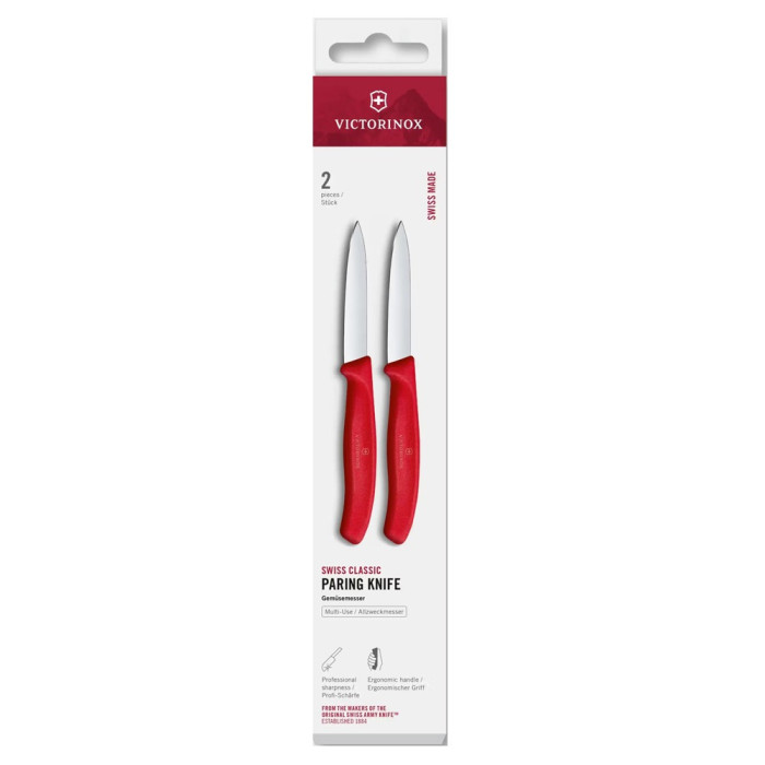 Набор ножей для чистки овощей Victorinox Swiss Classic 2 ножа 8см красн 6.7601.2C1  