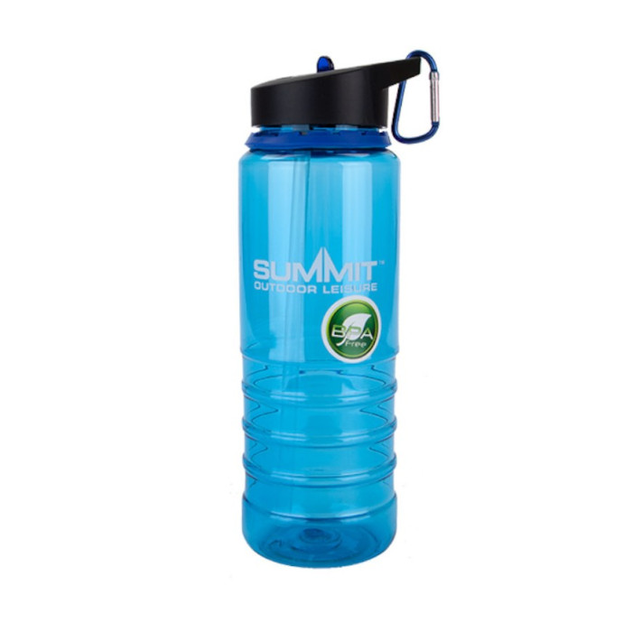 Бутылка Summit Water Bottle Tritan с соломинкой и карабином синяя 700 мл  