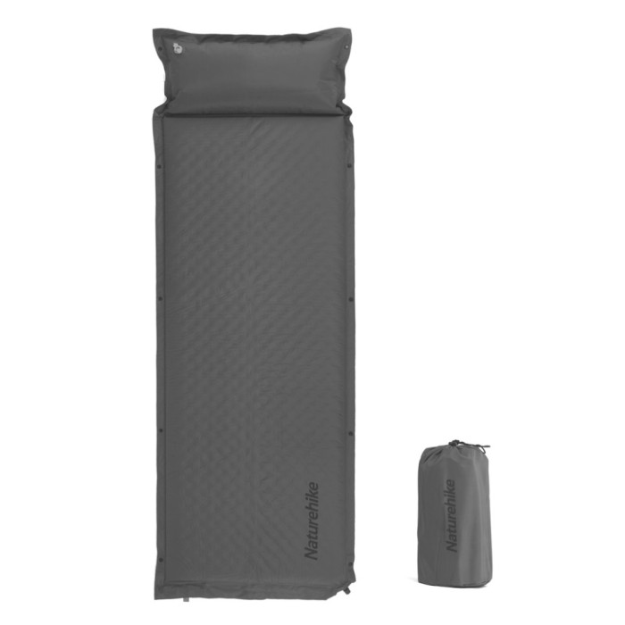Коврик самонадувающийся одноместный с подушкой Naturehike CNK2300DZ014, 60 мм, графит (6976507663953)  