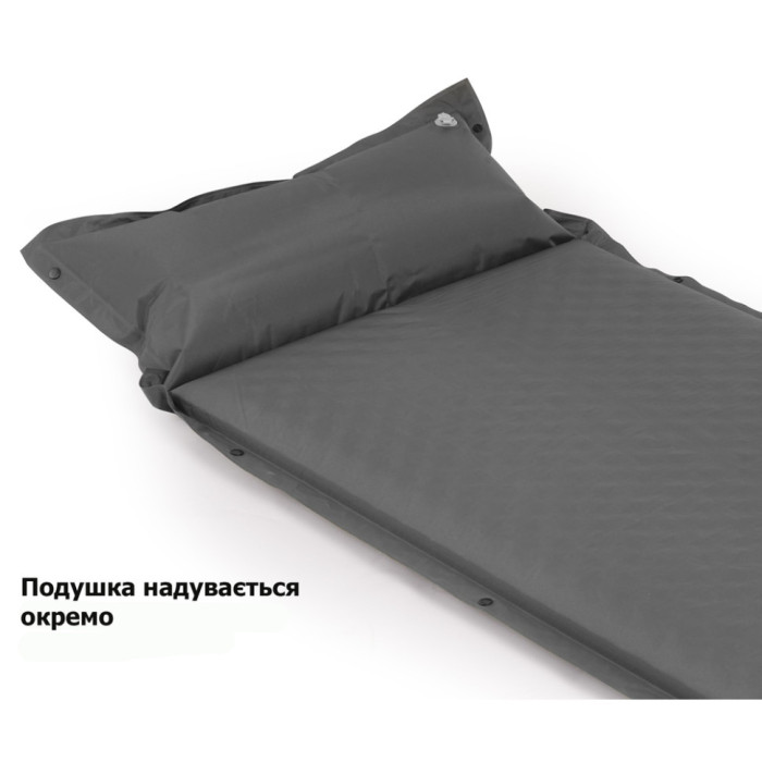 Коврик самонадувающийся одноместный с подушкой Naturehike CNK2300DZ014, 60 мм, графит (6976507663953)  