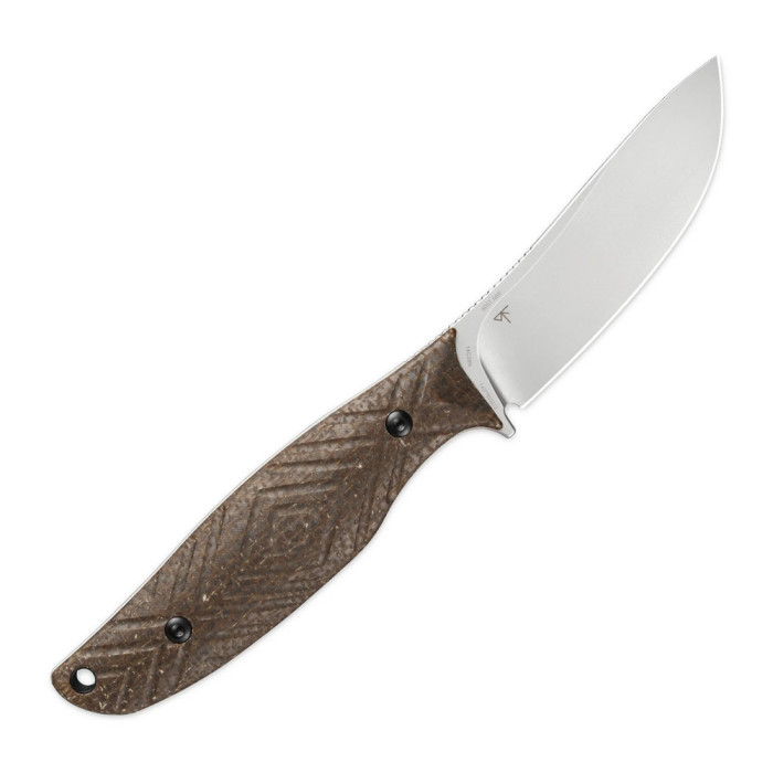 Нож с чехлом туристический SRM Fossa 605T-MW, (8.8 см) 14C28N / Micarta коричневый  