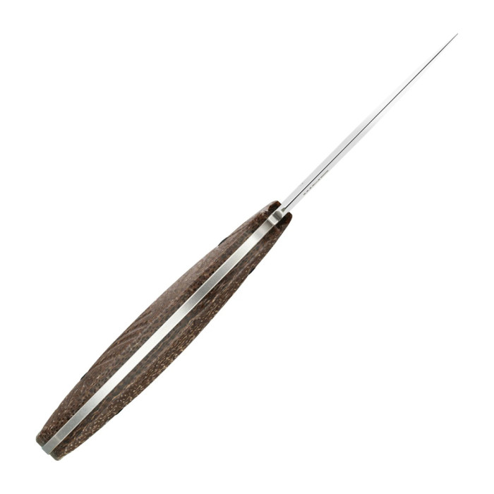 Нож с чехлом туристический SRM Fossa 605T-MW, (8.8 см) 14C28N / Micarta коричневый  