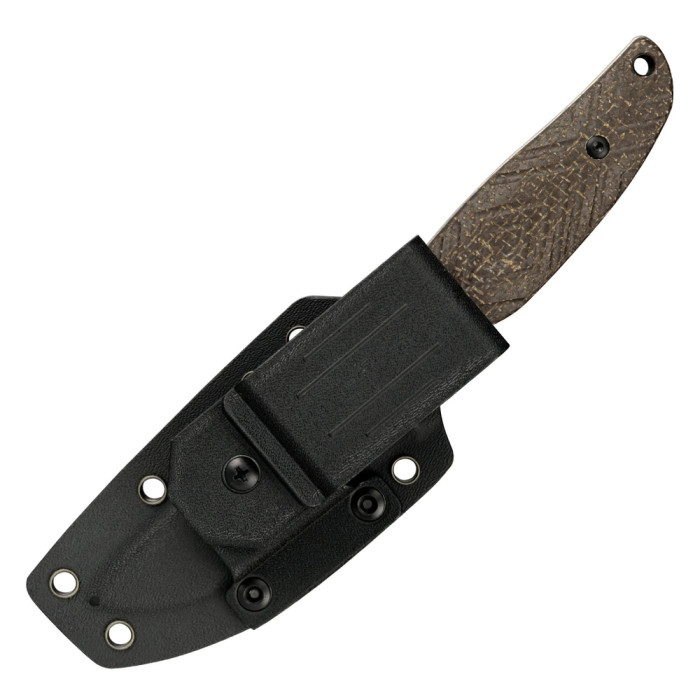 Нож с чехлом туристический SRM Fossa 605T-MW, (8.8 см) 14C28N / Micarta коричневый  