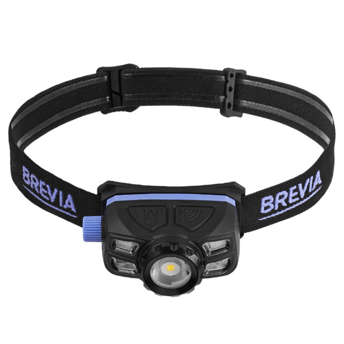Фонарь налобный Brevia 400Lm, 5W LED, Zoom, Sensor, 1400mAh IP65  