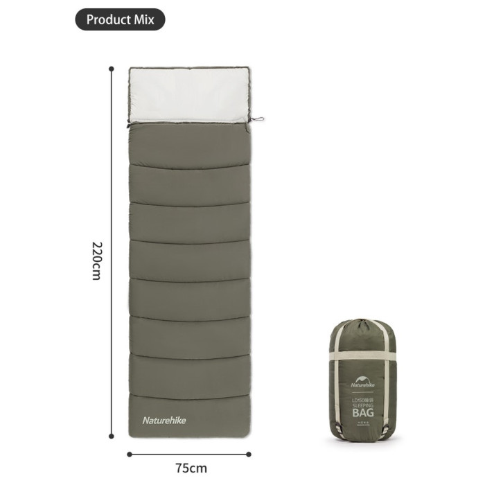 Спальник с капюшоном Naturehike LD250 CNK2300SD016, темно-зеленый  