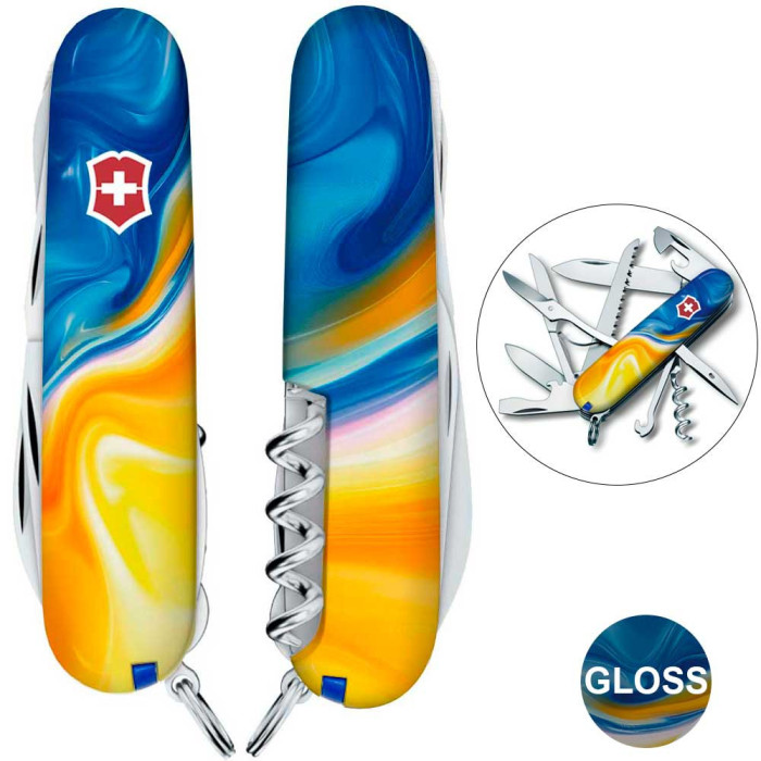 Складной нож Victorinox HUNTSMAN UKRAINE Желто-синие краски  