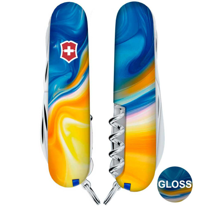 Складной нож Victorinox HUNTSMAN UKRAINE Желто-синие краски  