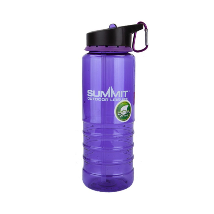 Бутылка Summit Water Bottle Tritan с соломинкой и карабином фиолетовая 700 мл  