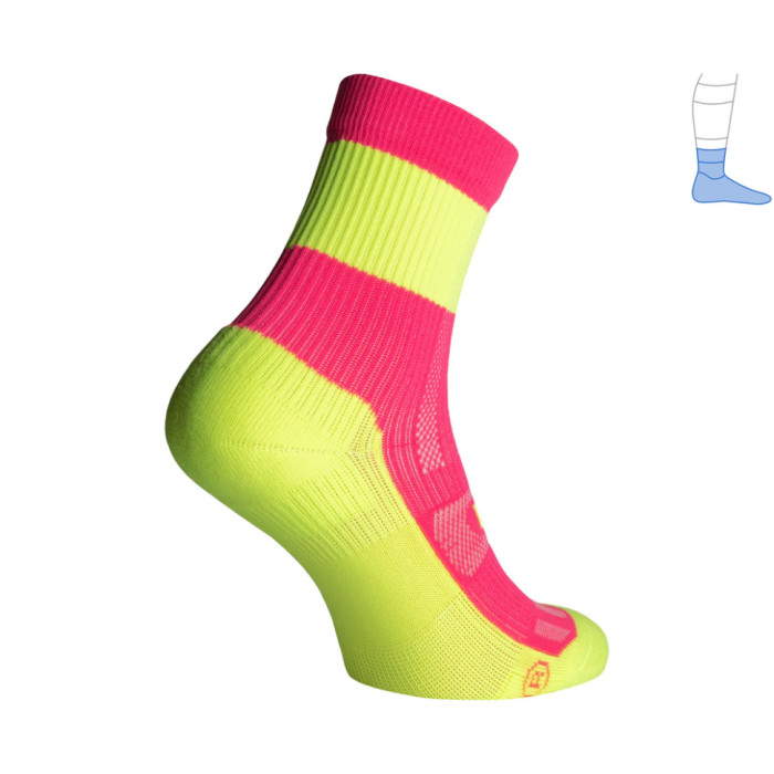 Компрессионные носки защитные летние Protector ShortDry Ultra салатово-розовые S 36-39  