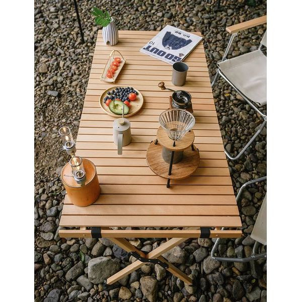 Стол раскладной деревянный Naturehike NH19JJ009, светлое дерево, большой  