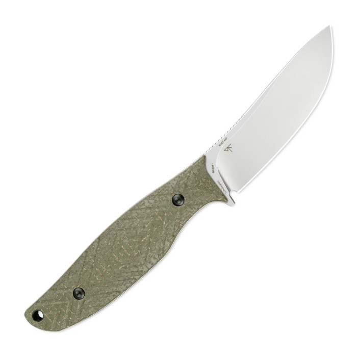 Нож с чехлом туристический SRM Fossa 605T-MP, (8.8 см) 14C28N / Micarta зеленый  