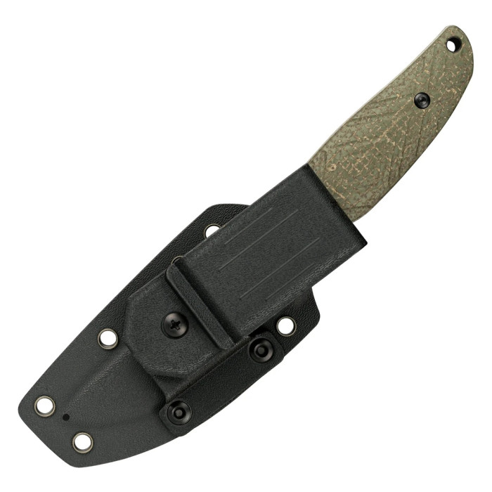 Нож с чехлом туристический SRM Fossa 605T-MP, (8.8 см) 14C28N / Micarta зеленый  