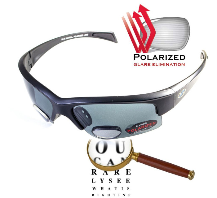 Очки BluWater Bifocal-2 (+2.5) Polarized (gray) черная бифокальная линза с диоптриями  