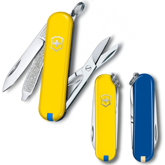 Нож Victorinox Classic SD Ukraine 58мм, 7функ, желт-син  