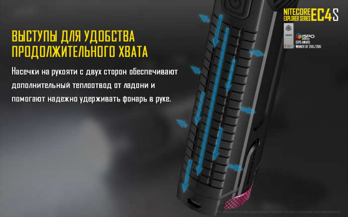 Карманный фонарь Nitecore EC4S , серый XHP50, 2150 люмен  