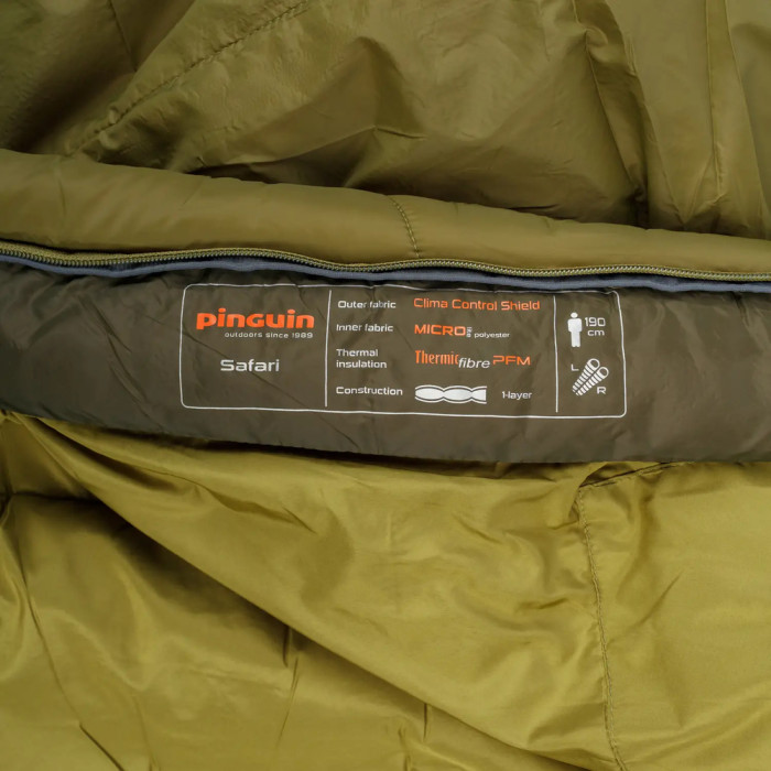 Спальный мешок Pinguin Safari (4/1°C), 190 см - Right Zip, Khaki (PNG 240344) 2020  