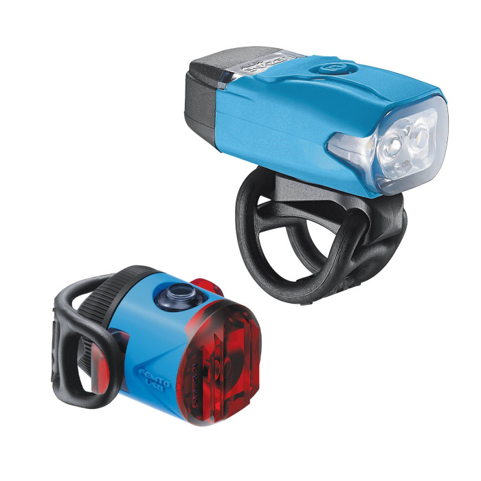 Комплект фар Lezyne LED KTV DRIVE / FEMTO USB PAIR 220/5 люменов Y13 голубой  