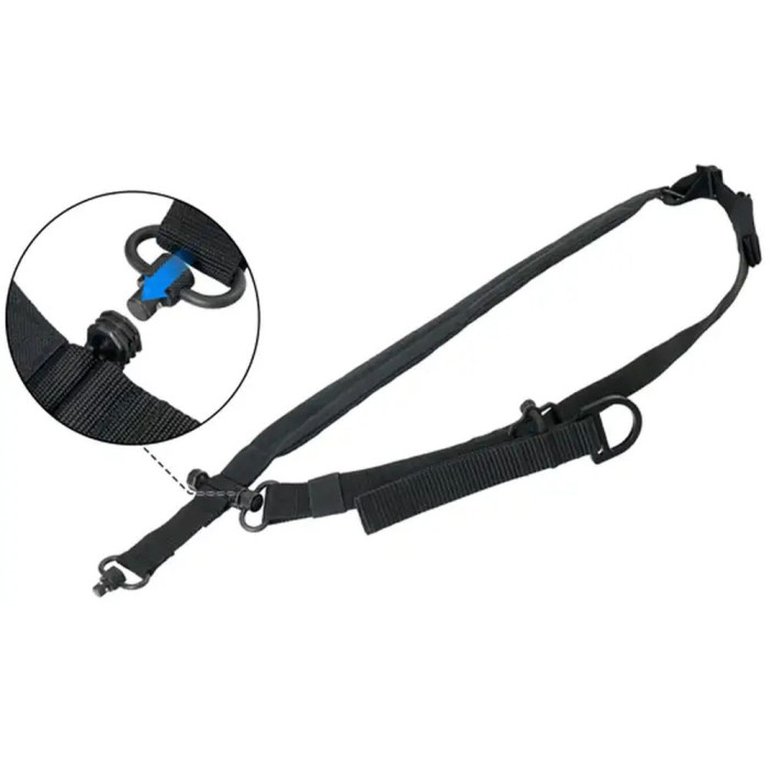 Ремень ружейный Leapers Bolla 2 to 1, двухточ., с QD, black  