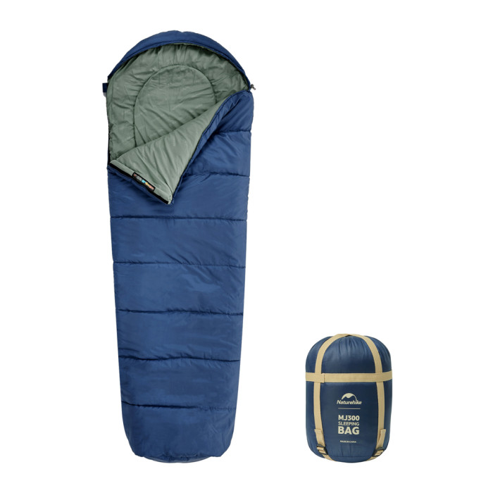 Спальник с капюшоном Naturehike MJ300 CNK2300SD014, темно-голубой  