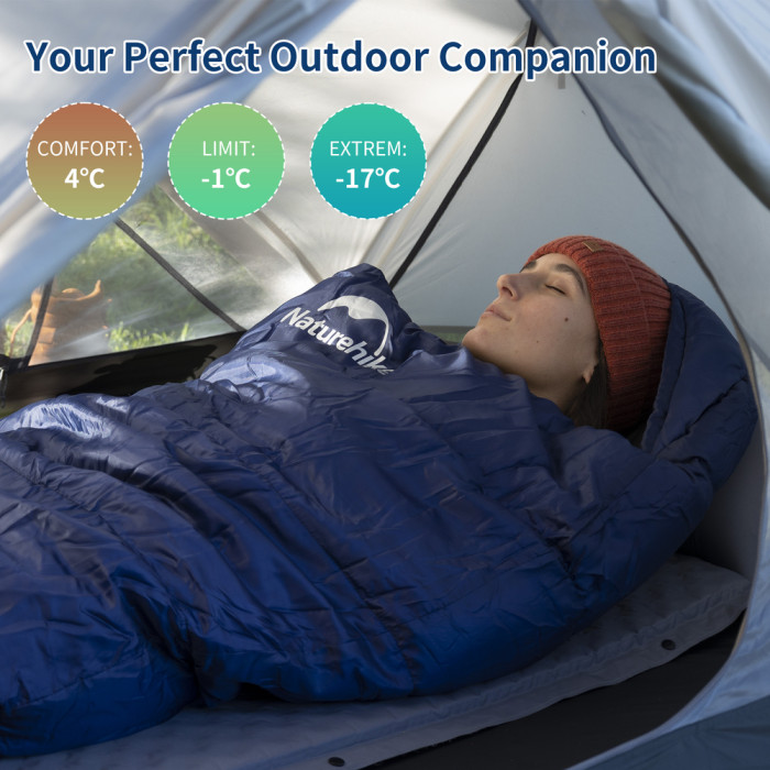 Спальник с капюшоном Naturehike MJ300 CNK2300SD014, темно-голубой  
