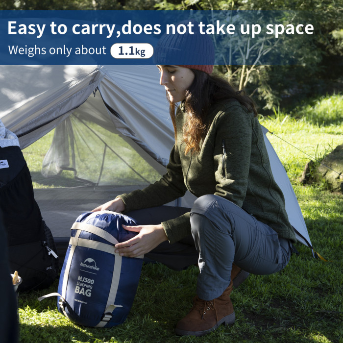 Спальник с капюшоном Naturehike MJ300 CNK2300SD014, темно-голубой  