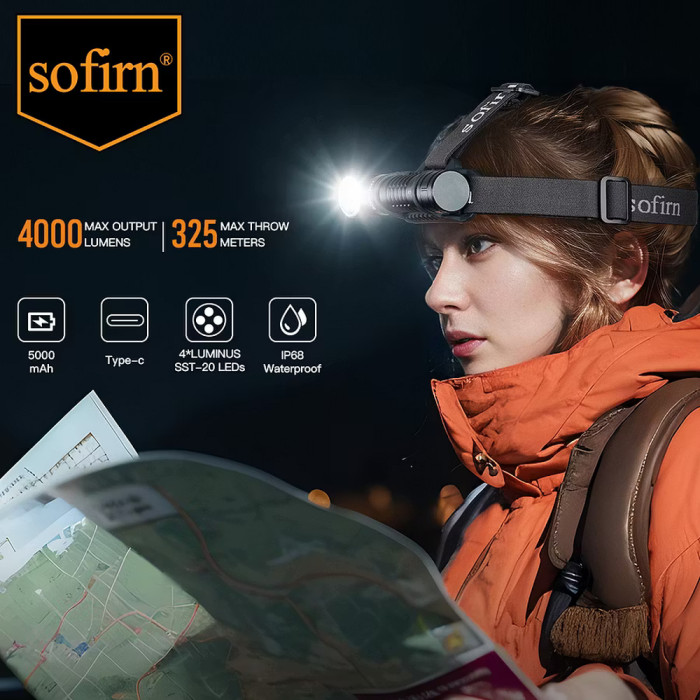 Фонарь Sofirn HS41 налобный 4000 лм с магнитом и функцией Power Bank  